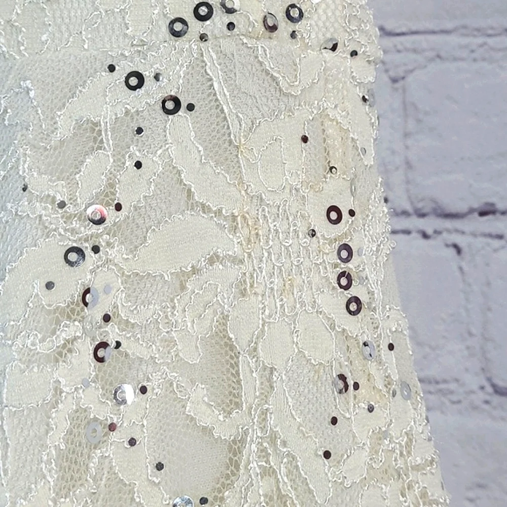 B. SMART White Floral Lace Sequin Mini Summer Dress Juniors Size 9 - Picture 10 of 16